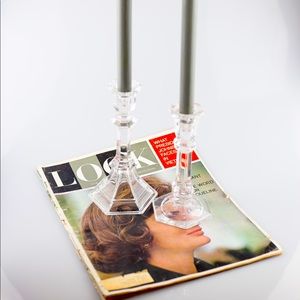 Vintage | Crystal Candlestick Set (2) 7” & 7.5”